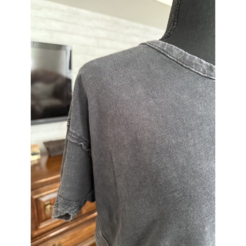 Pilcro By Anthropologie Gray Mineral Wash Side Tie Athletic Tshirt Womens Size M - Picture 3 of 9